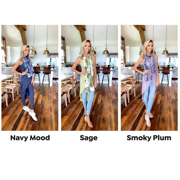 NWT G BY GIULIANA ECOLUXE DRAMA TANK WITH SCARF SAGE PXL - Picture 3 of 15